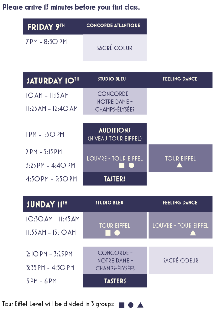 schedule paris midnight blues - classes